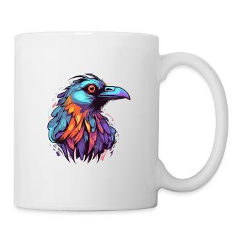 Crow Colorful Watercolor Cartoon Kawaii Animal - Mug - white - Right