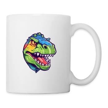 Dinosaurier buntes Aquarell Cartoon Kawaii Tier - Tasse - Weiß - Rechts