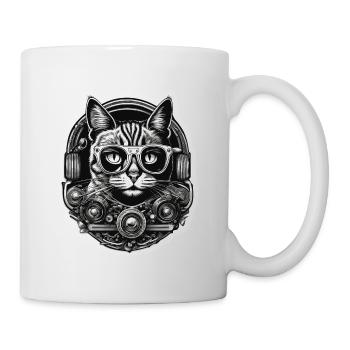 Coole Katze / lustig / Tier / Haustier / verrückt - Tasse - Weiß - Rechts