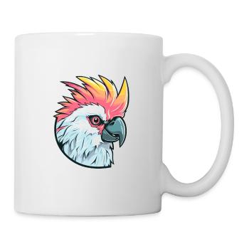 Kakadu Buntes Aquarell Cartoon Kawaii Tier - Tasse - Weiß - Rechts