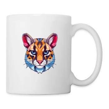Ocelot Colorful Watercolor Cartoon Kawaii Animal - Mug - white - Right