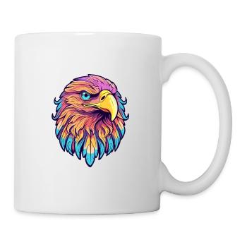Adler Buntes Aquarell Cartoon Kawaii Tier - Tasse - Weiß - Rechts