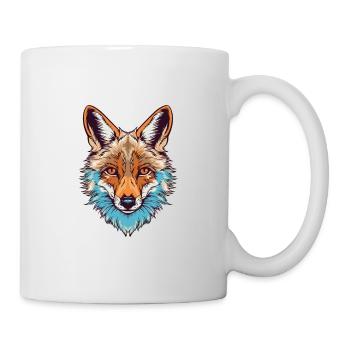 Kojote Buntes Aquarell Cartoon Kawaii Tier - Tasse - Weiß - Rechts