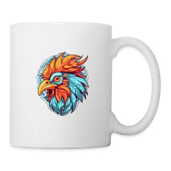 Hahn Buntes Aquarell Cartoon Kawaii Tier - Tasse - Weiß - Rechts