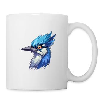 Blue Jay Colorful Watercolor Cartoon Kawaii Animal - Mug - white - Right