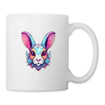 Hase buntes Aquarell Cartoon Kawaii Tier - Tasse - Weiß - Rechts