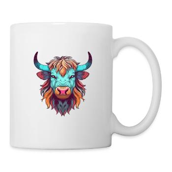 Yak Colorful Watercolor Cartoon Kawaii Animal - Mug - white - Right