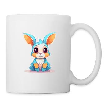 Kaninchen buntes Aquarell Cartoon Kawaii Tier - Tasse - Weiß - Rechts