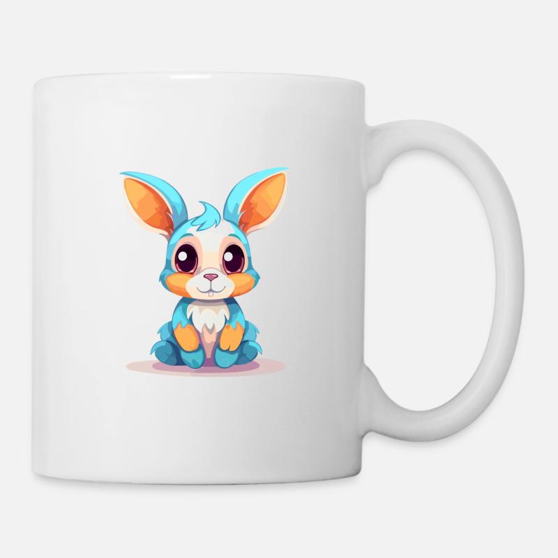 Lapin Aquarelle Colorée Dessin Animé Kawaii Animal - Mug blanc - blanc