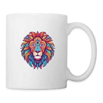 Lion Colorful Watercolor Cartoon Kawaii Animal - Mug - white - Right