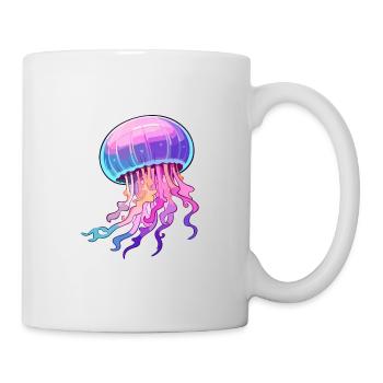 Méduse Aquarelle Colorée Dessin Animé Kawaii Anima - Mug blanc - blanc - Droite