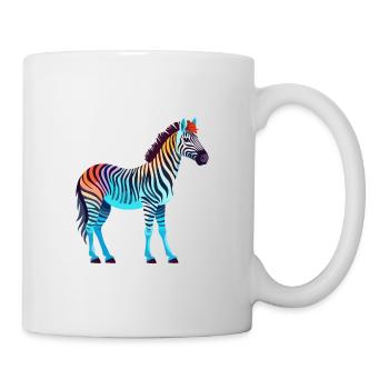 Zebra buntes Aquarell Cartoon Kawaii Tier - Tasse - Weiß - Rechts