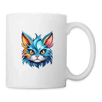 Chaton coloré aquarelle dessin animé kawaii animal - Mug blanc - blanc - Droite