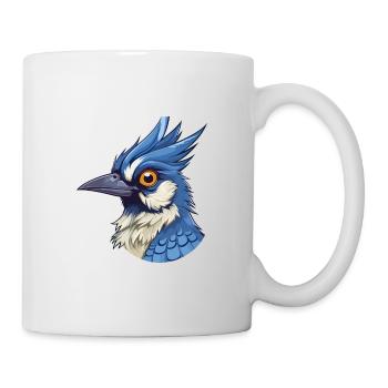 Blue Jay Colorful Watercolor Cartoon Kawaii Animal - Mug - white - Right