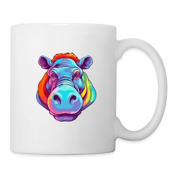 Hippo Colorful Watercolor Cartoon Kawaii Animal - Mug - white - Right