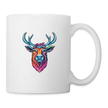 Karibu buntes Aquarell Cartoon Kawaii Tier - Tasse - Weiß - Rechts