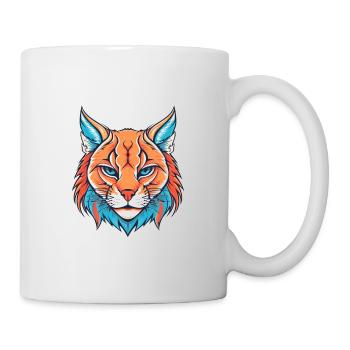 Rotluchs buntes Aquarell Karikatur Kawaii Tier - Tasse - Weiß - Rechts