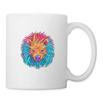 Stachelschwein Bunte Aquarell-Karikatur Kawaii Anima - Tasse - Weiß - Rechts
