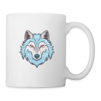 Arctic Wolf Colorful Watercolor Cartoon Kawaii Ani - Mug - white - Right