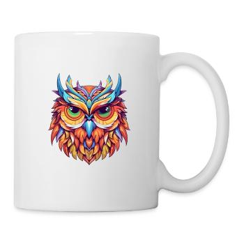 Owl Colorful Watercolor Cartoon Kawaii Animal - Mug - white - Right