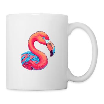Flamingo Colorful Watercolor Cartoon Kawaii Animal - Mug - white - Right