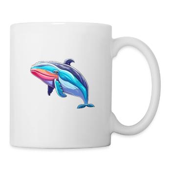 Whale Colorful Watercolor Cartoon Kawaii Animal - Mug - white - Right