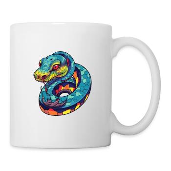 Snake Colorful Watercolor Cartoon Kawaii Animal - Mug - white - Right