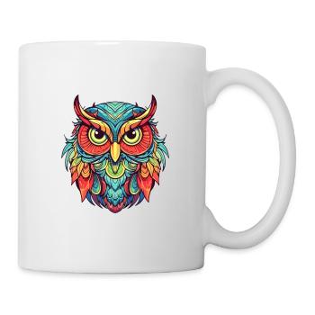 Eule buntes Aquarell Cartoon Kawaii Tier - Tasse - Weiß - Rechts