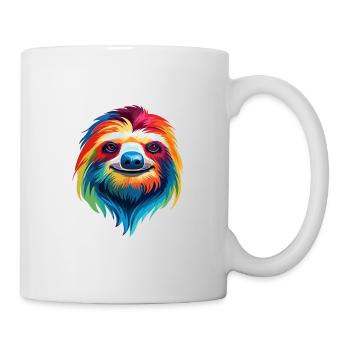 Faultier buntes Aquarell Cartoon Kawaii Tier - Tasse - Weiß - Rechts