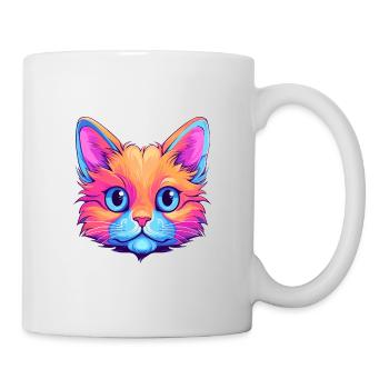Chaton coloré aquarelle dessin animé kawaii animal - Mug blanc - blanc - Droite