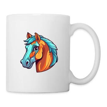 Pferd buntes Aquarell Karikatur Kawaii Tier - Tasse - Weiß - Rechts