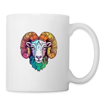 Ram Colorful Watercolor Cartoon Kawaii Animal - Mug - white - Right