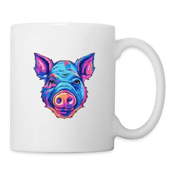 Cochon Aquarelle Colorée Dessin Animé Kawaii Animal - Mug blanc - blanc - Droite