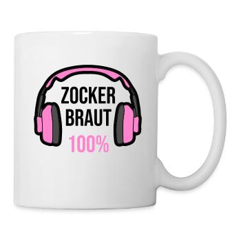 Zockerbraut zu 100 Prozent Gamerin Girl - Tasse - Weiß - Rechts