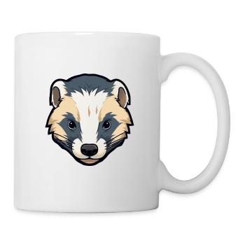 Blaireau Mignon Dessin Animé Kawaii Aquarelle Animal Animal De Compagnie - Mug blanc - blanc - Droite