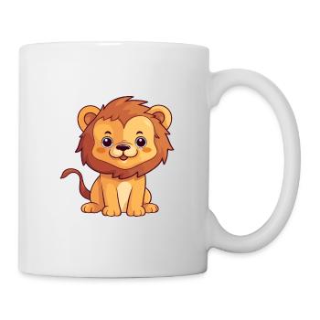 Lion Cute Cartoon Kawaii Watercolor Animal Pet - Mug - white - Right