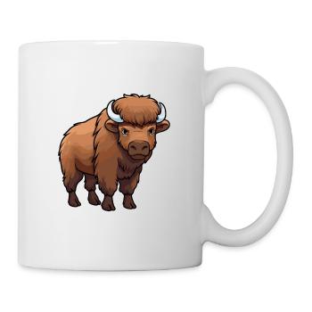 Bison Cute Cartoon Kawaii Watercolor Animal Pet - Mug - white - Right