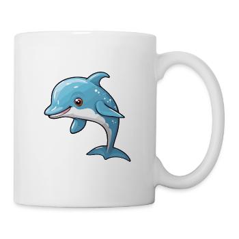 Dolphin Cute Cartoon Kawaii Watercolor Animal Pet - Mug - white - Right