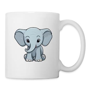 Elefant niedliche Karikatur Kawaii Aquarell Tier Haustier - Tasse - Weiß - Rechts