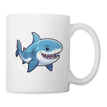 Shark Cute Cartoon Kawaii Watercolor Animal Pet - Mug - white - Right