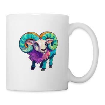 Ram Niedliche Karikatur Kawaii Aquarell Tier Haustier - Tasse - Weiß - Rechts