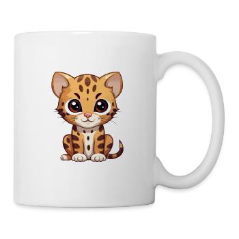Ocelot Cute Cartoon Kawaii Watercolor Animal Pet - Mug - white - Right