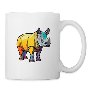 Rhino Cute Cartoon Kawaii Watercolor Animal Pet - Mug - white - Right