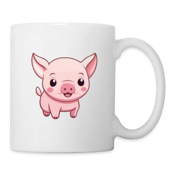 Cochon Mignon Dessin Animé Kawaii Aquarelle Animal De Compagnie - Mug blanc - blanc - Droite