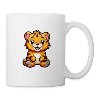 Tiger Cute Cartoon Kawaii Watercolor Animal Pet - Mug - white - Right