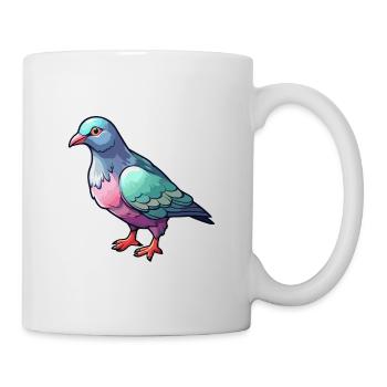Pigeon Mignon Dessin Animé Kawaii Aquarelle Animal De Compagnie - Mug blanc - blanc - Droite