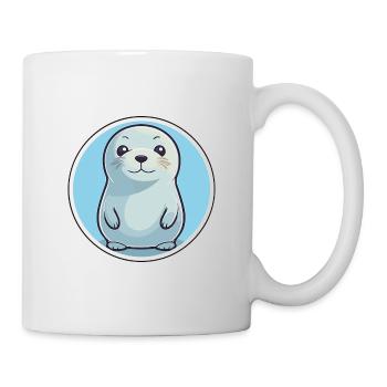 Sceau mignon dessin animé kawaii aquarelle animal animal de compagnie - Mug blanc - blanc - Droite