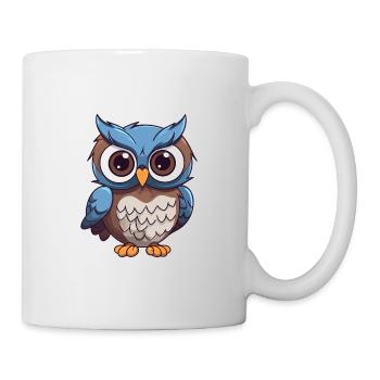 Hibou mignon dessin animé kawaii aquarelle animal de compagnie - Mug blanc - blanc - Droite