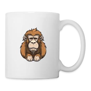 Babouin Mignon Dessin Animé Kawaii Aquarelle Animal De Compagnie - Mug blanc - blanc - Droite