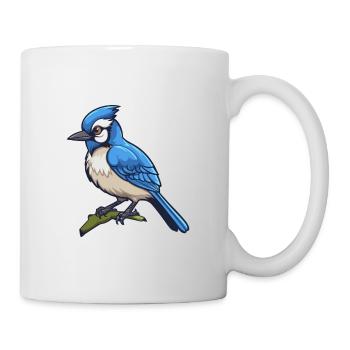Blauer Eichelhäher Vogel Niedliche Karikatur Kawaii Aquarell Anima - Tasse - Weiß - Rechts